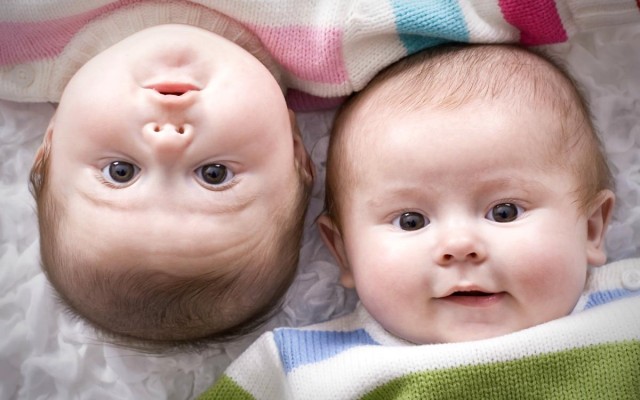Малыш впервые в жизни видит близнецов