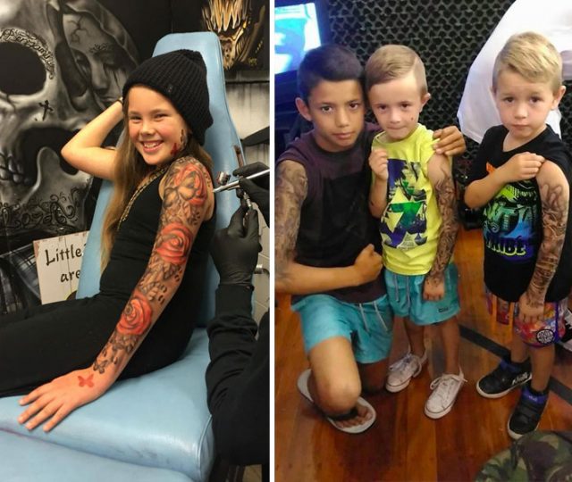 Художник сделал красочные татуировки больным деткам