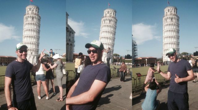 Парень оживляет банальные фото туристов у Пизанской башни