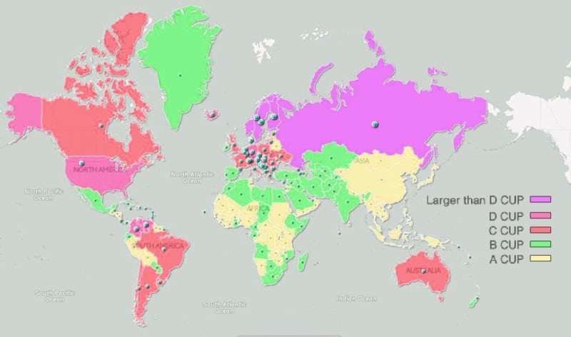 Карта бюстгальтеров мира?! 17 самых интересных карт, которые не покажут на уроках географии! :) рис 13