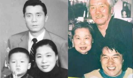 Джеки Чан с родителями в детстве и в молодости