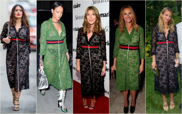 Голливудские знаменитости в платье Gucci