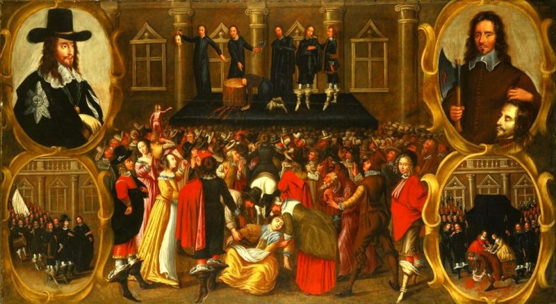 казнь Карла I на картине художника Средних веков