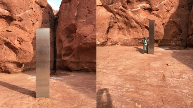 Странная находка: в пустыне штата Юта обнаружили загадочный монолит