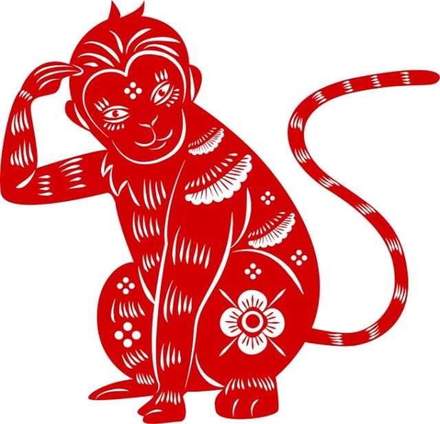рисунок красной обезьяны на белом фоне
