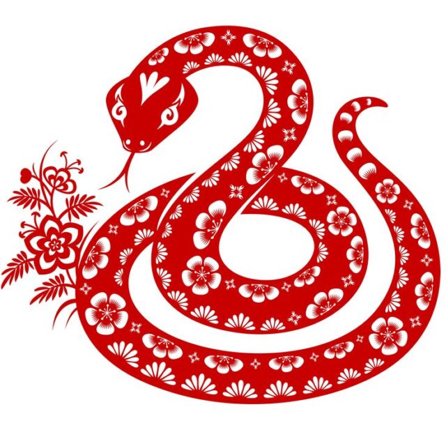рисунок красной змеи на белом фоне